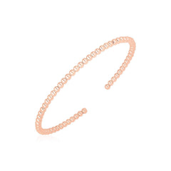 14k Rose Gold High Polish Bead Cuff Bangle (3.00 mm) - Sable Gold