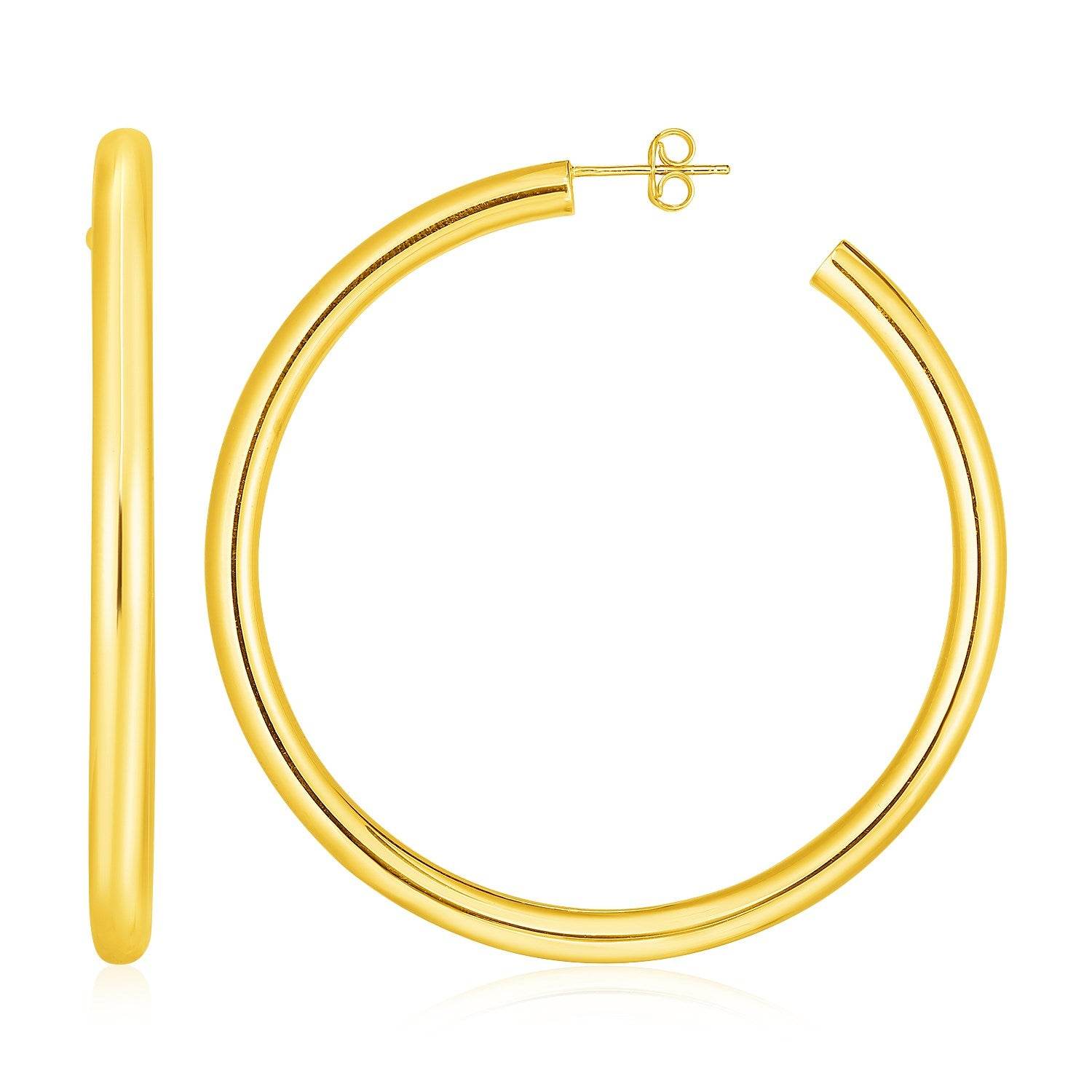 14k Yellow Gold Polished Hoop Earrings(4x50mm) - Sable Gold