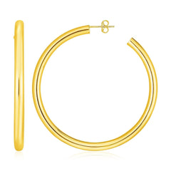 14k Yellow Gold Polished Hoop Earrings(4x50mm) - Sable Gold