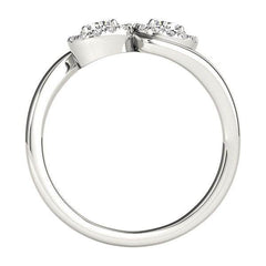 14k White Gold Halo Set Round Two Stone Diamond Ring (3/8 cttw) - Sable Gold