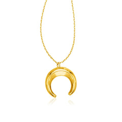 14k Yellow Gold 17 inch Necklace with Domed Moon Motif Pendant - Sable Gold