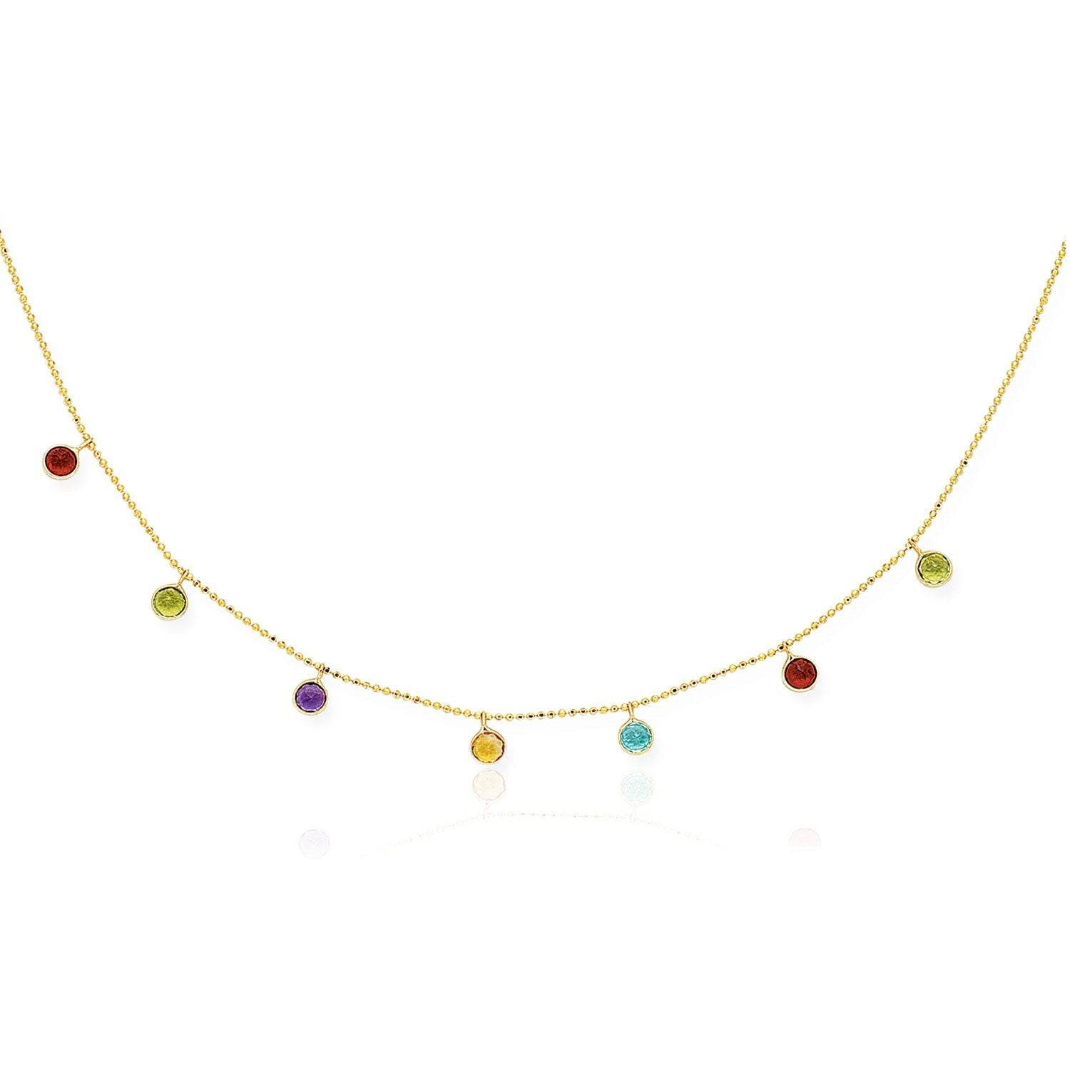 14k Yellow Gold Cable Chain Necklace with Round Multi-Tone Charms - Sable Gold