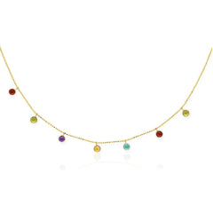 14k Yellow Gold Cable Chain Necklace with Round Multi-Tone Charms - Sable Gold