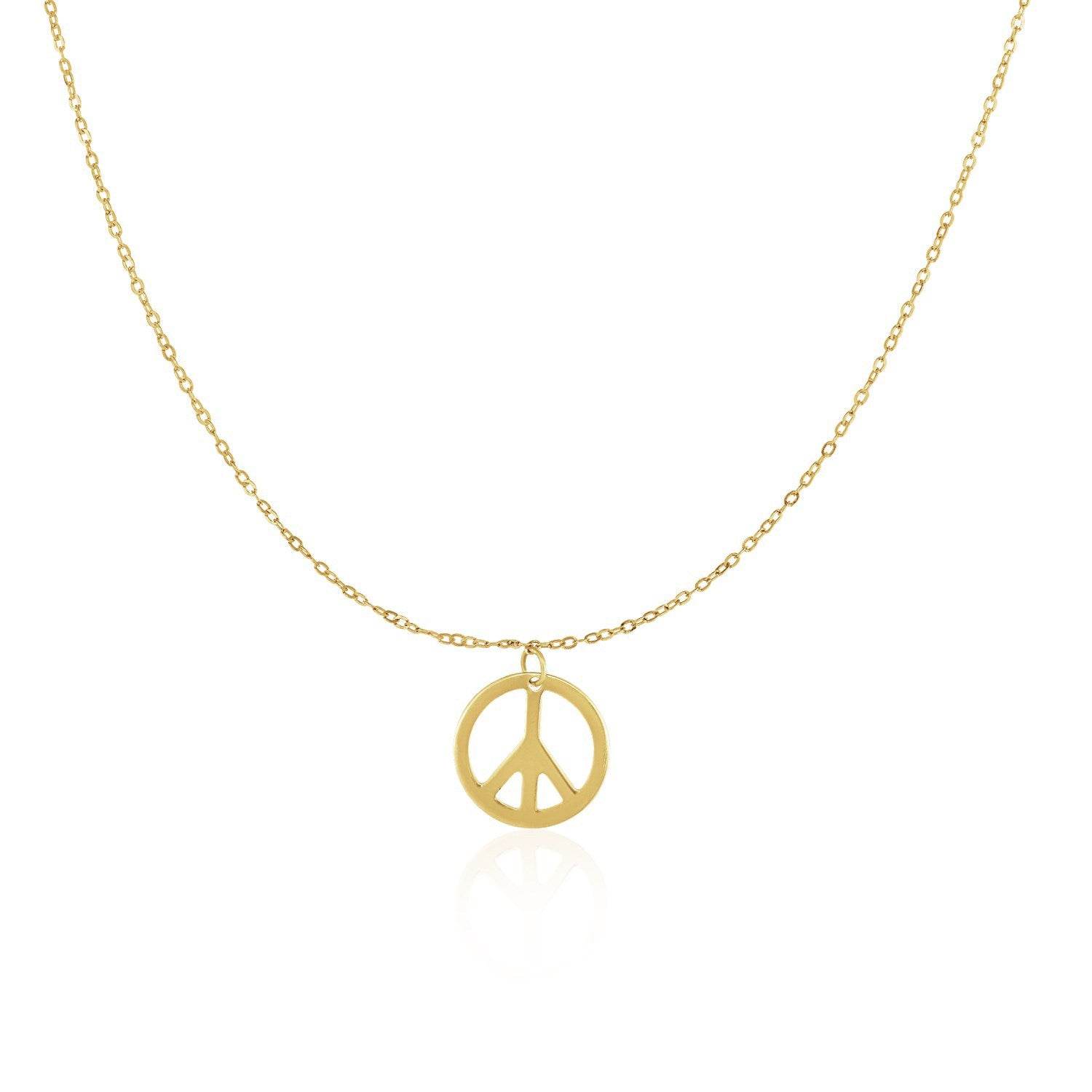 14k Yellow Gold with Peace Symbol Pendant - Sable Gold