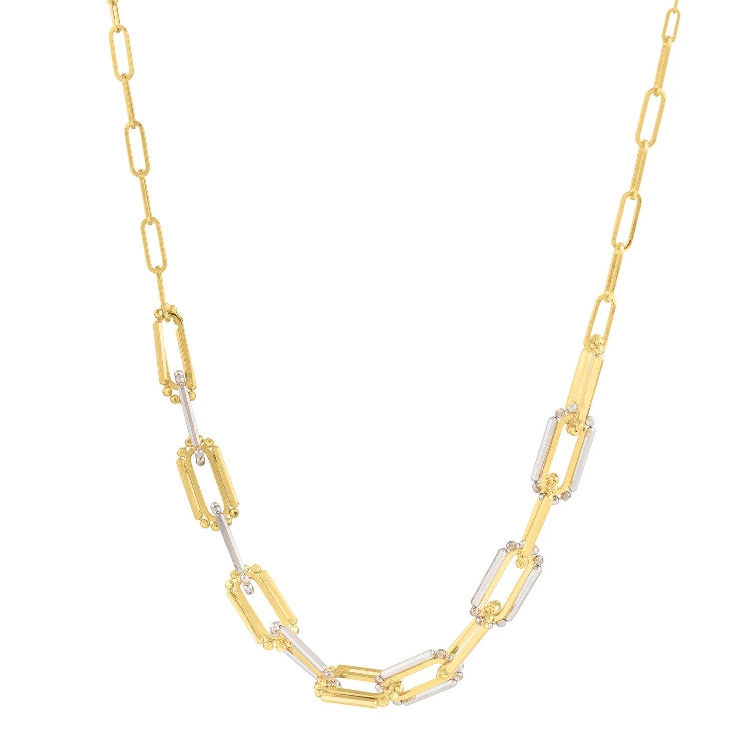 14K Two Tone Gold Pallina Paperclip Necklace - Sable Gold