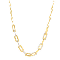 Two Tone Pallina Paperclip Necklace in 14K Gold