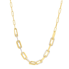 14K Two Tone Gold Pallina Paperclip Necklace - Sable Gold