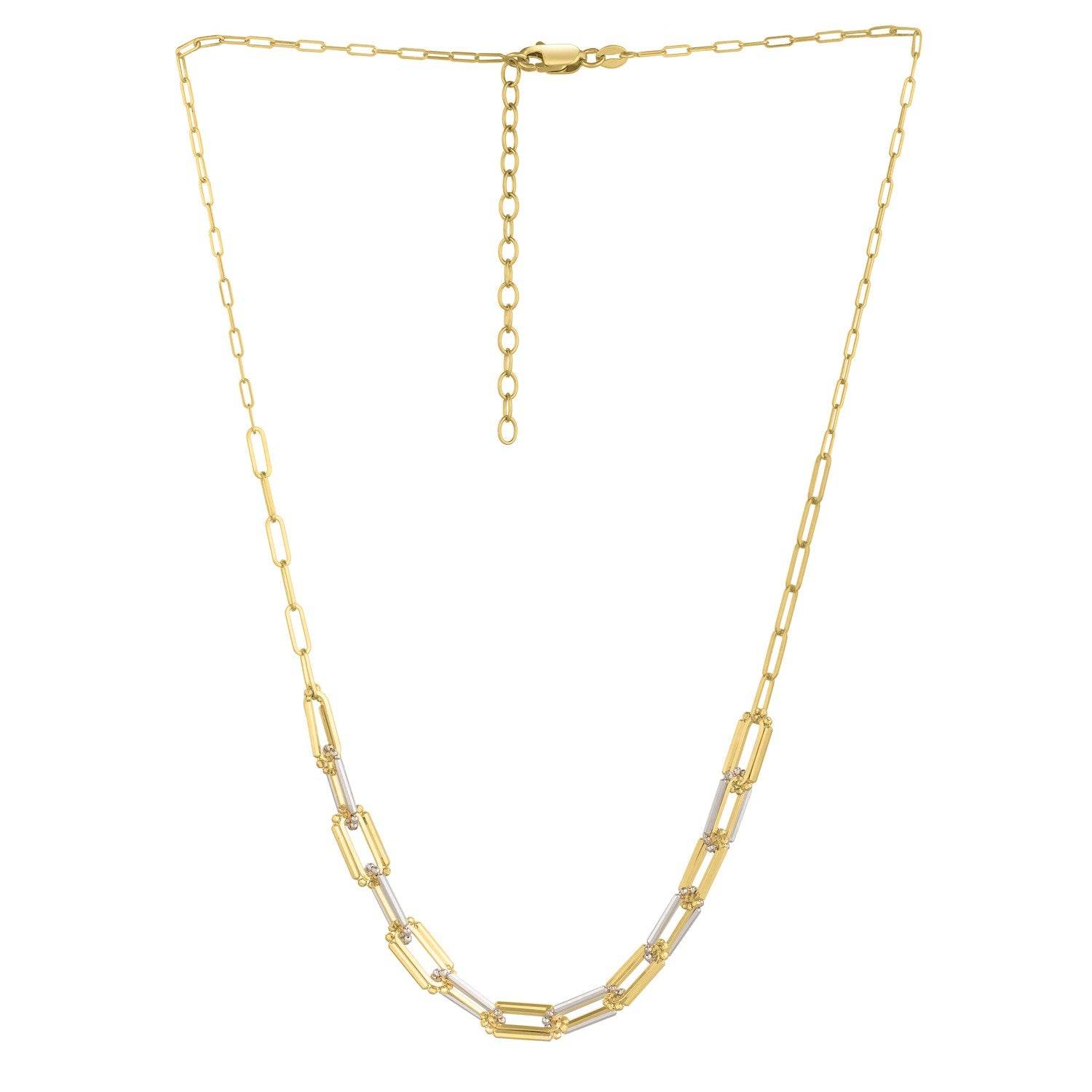 14K Two Tone Gold Pallina Paperclip Necklace - Sable Gold