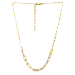 Two Tone Pallina Paperclip Necklace in 14K Gold