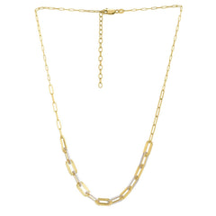 14K Two Tone Gold Pallina Paperclip Necklace - Sable Gold