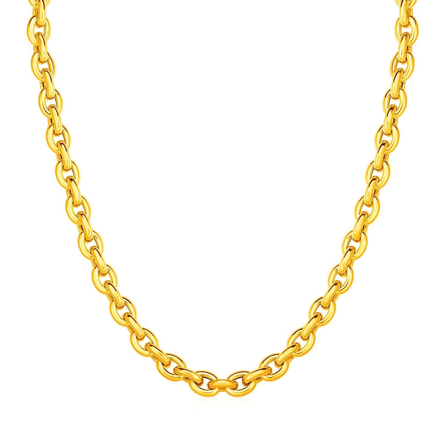 14k Yellow Gold Polished Oval Link Necklace - Sable Gold