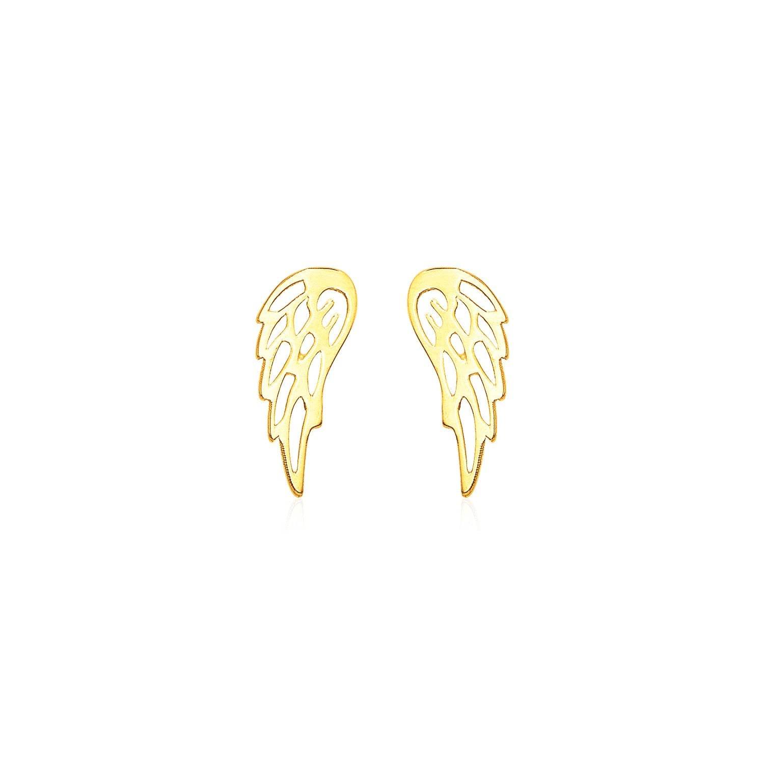 14k Yellow Gold Polished Wing Post Earrings - Sable Gold