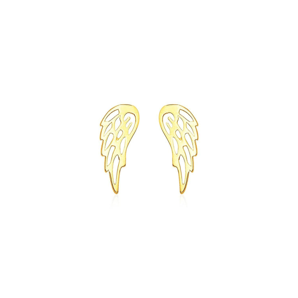 14k Yellow Gold Polished Wing Post Earrings - Sable Gold