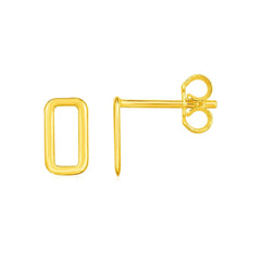 14k Yellow Gold Post Earrings with Open Rectangles - Sable Gold