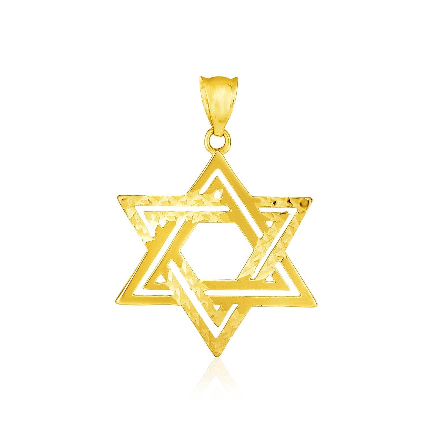 14k Yellow Gold Textured Star of David Pendant - Sable Gold