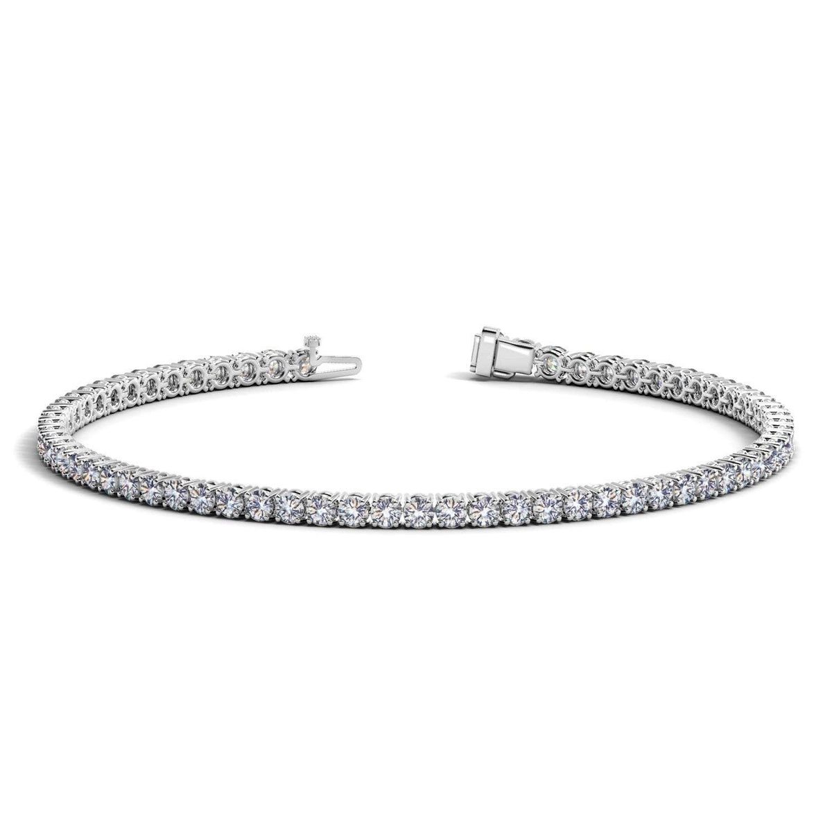 Lab Grown Round Diamond Tennis Bracelet in 14k White Gold (3 cctw F/G VS2/SI1) - Sable Gold