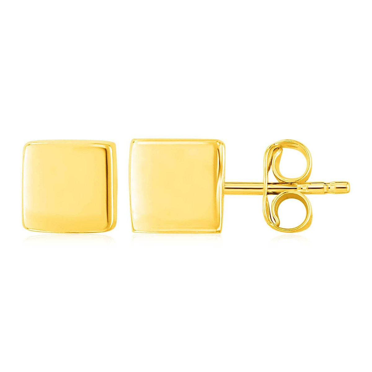 14k Yellow Gold Polished Cube Post Earrings - Sable Gold