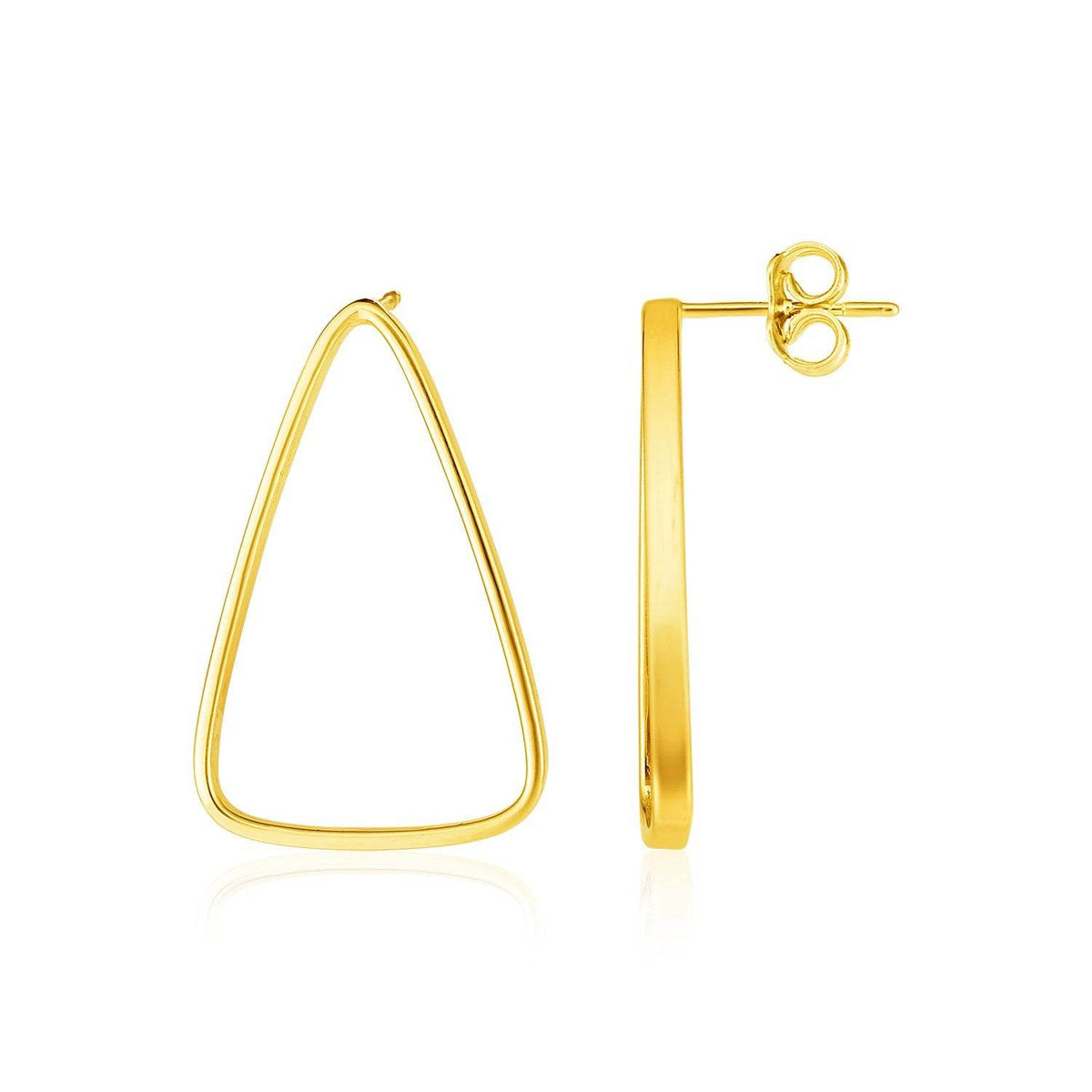 14k Yellow Gold Polished Open Triangle Post Earrings - Sable Gold