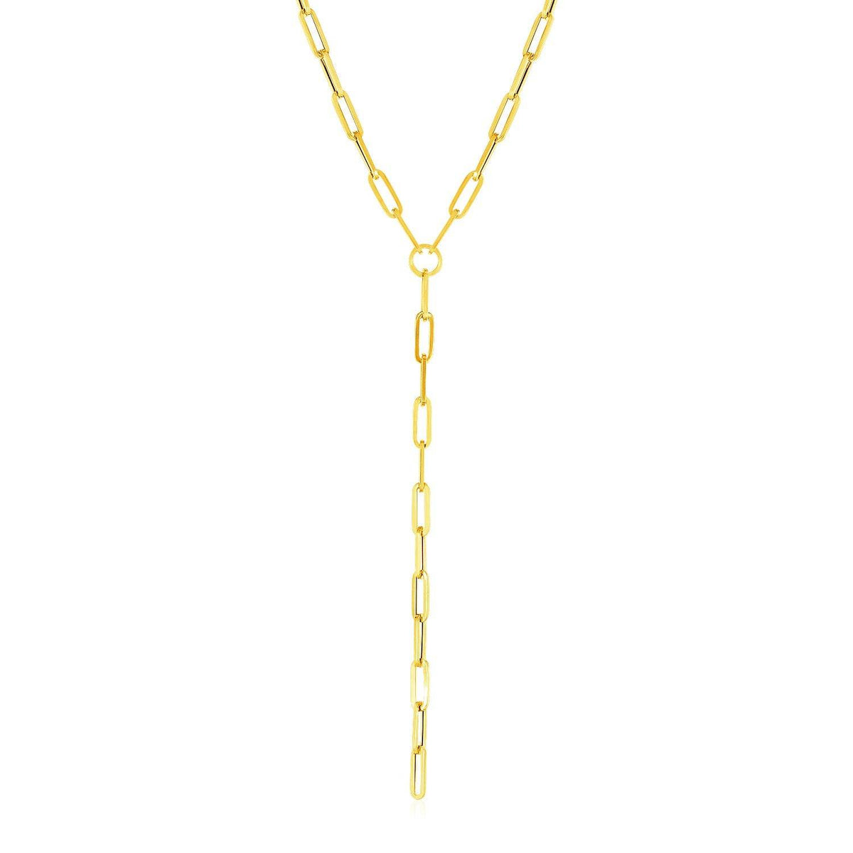 14k Yellow Gold Paperclip Chain Lariat Necklace - Sable Gold