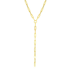 14k Yellow Gold Paperclip Chain Lariat Necklace - Sable Gold