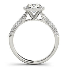 14k White Gold Halo Diamond Engagement Ring with Pave Band (1 1/3 cttw) - Sable Gold