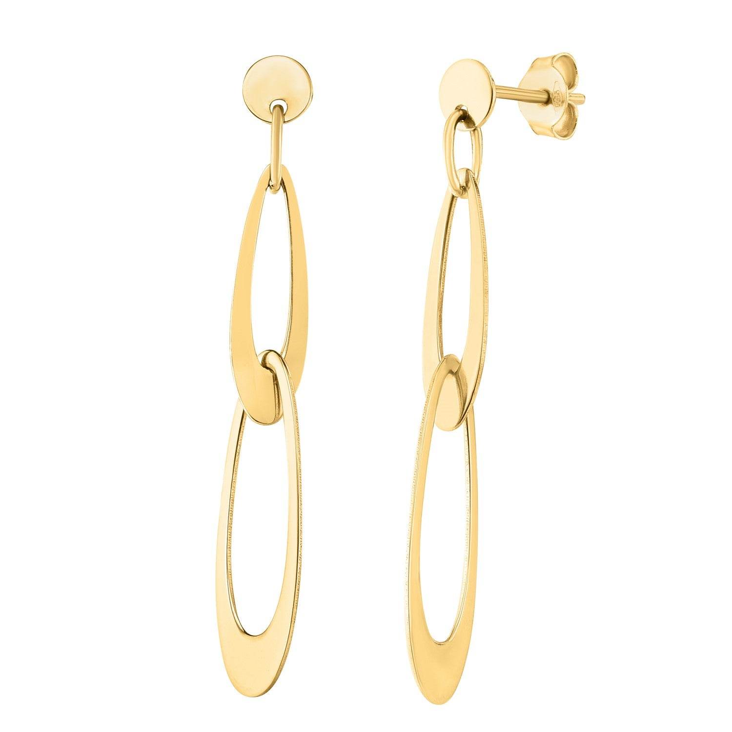 14k Yellow Gold Italian Oval Link Earrings - Sable Gold