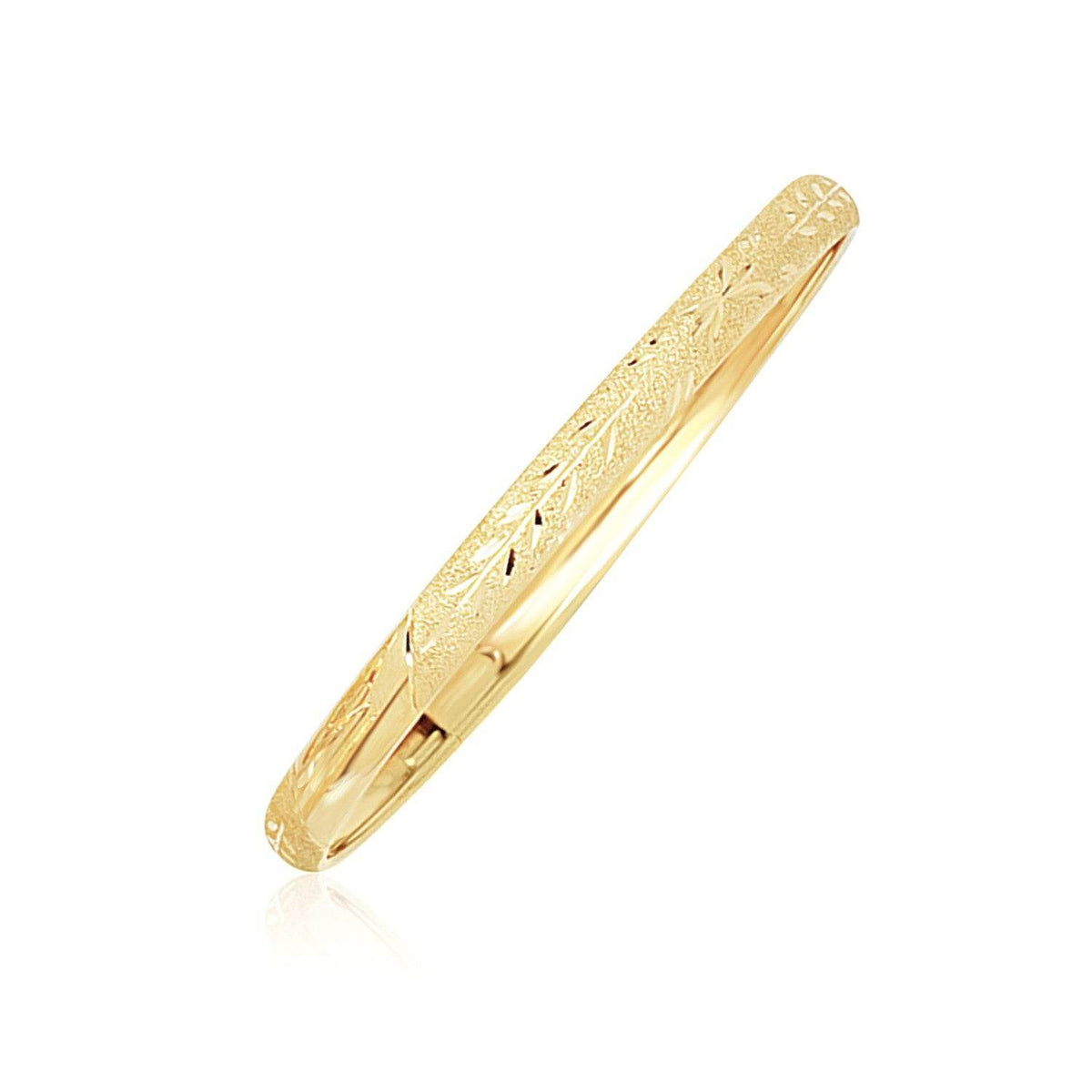 10k Yellow Gold Dome Childrens Diamond Cut Florentine Bangle (4.00 mm) - Sable Gold