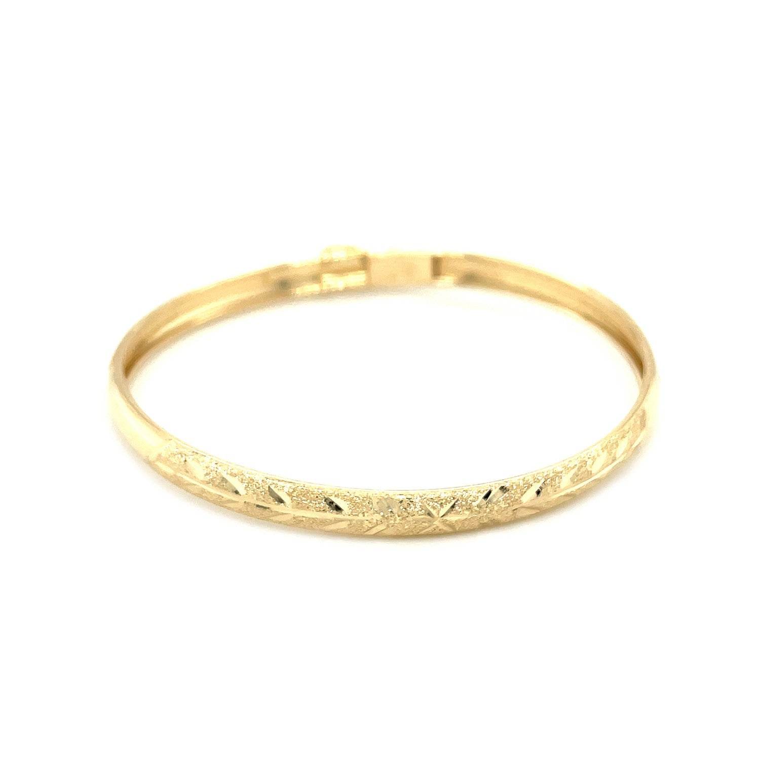 10k Yellow Gold Dome Childrens Diamond Cut Florentine Bangle (4.00 mm) - Sable Gold