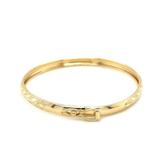 10k Yellow Gold Dome Childrens Diamond Cut Florentine Bangle (4.00 mm) - Sable Gold