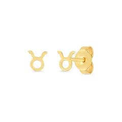 14K Yellow Gold Taurus Stud Earrings - Sable Gold