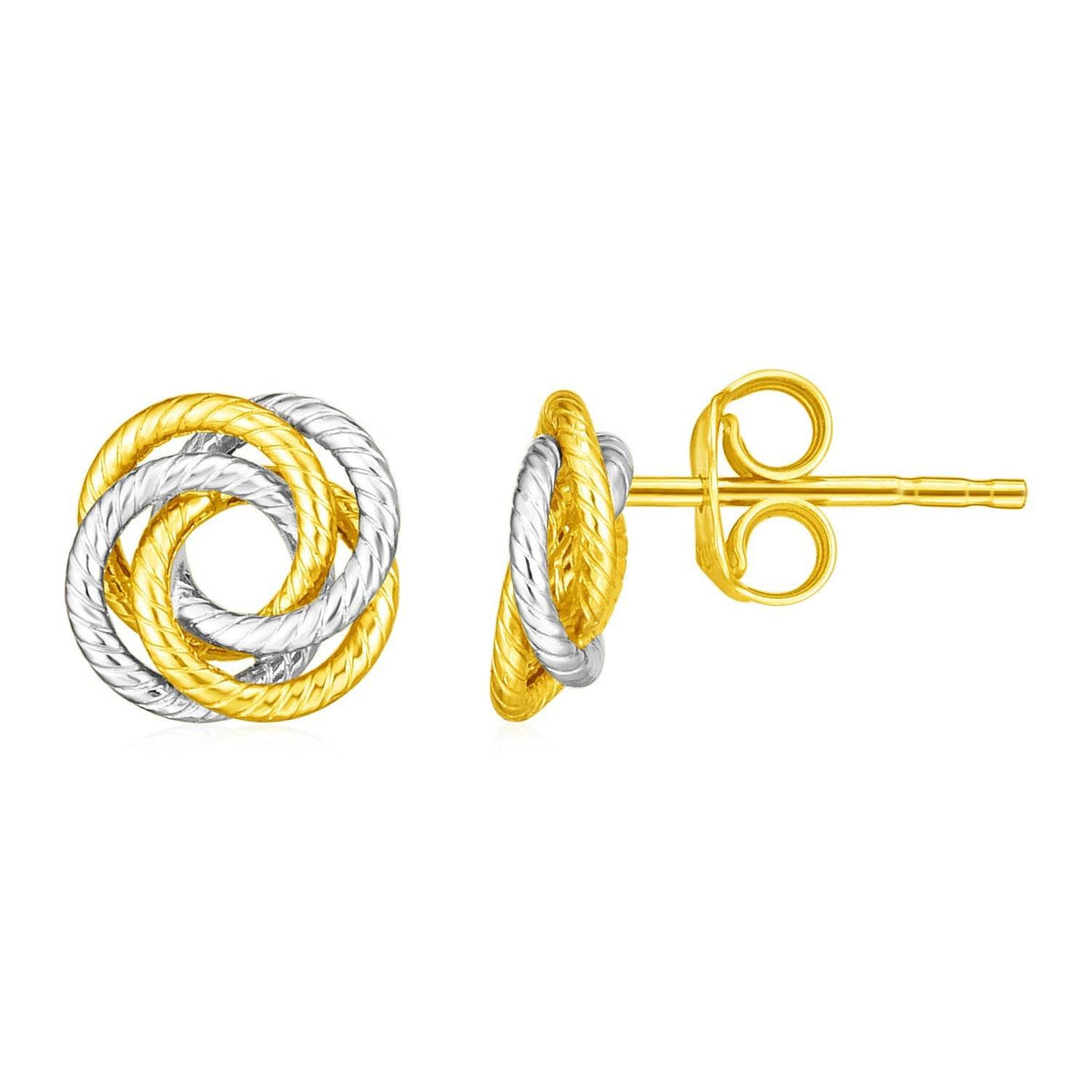 14k Two Tone Gold Love Knot Earrings - Sable Gold