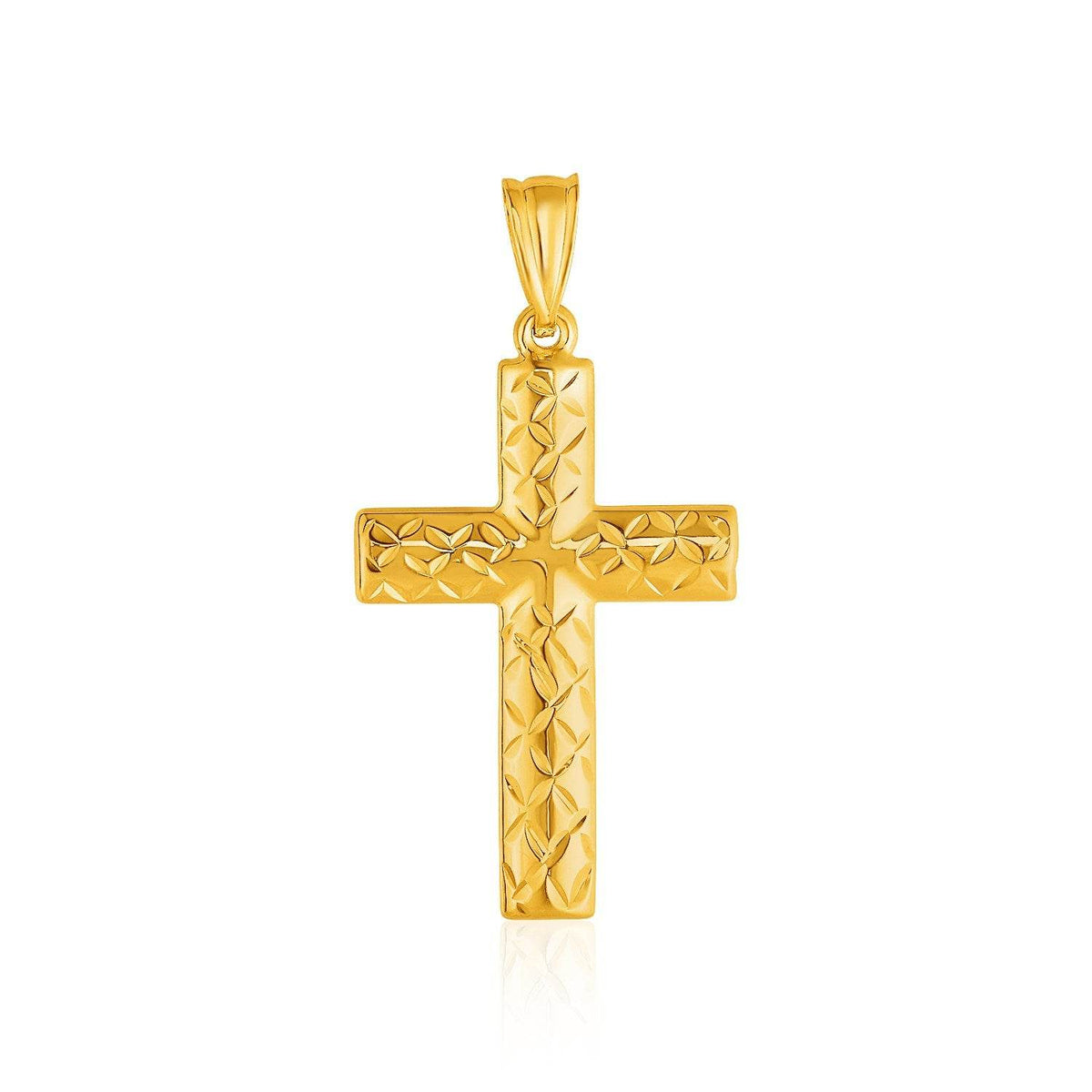 14k Yellow Gold Reversible Textured Cross Pendant - Sable Gold