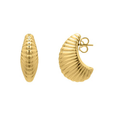 Puffy Graduated Ribbed Shell Hoop Earrings in 14K Yellow Gold - Sable Gold