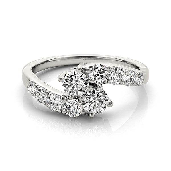 14k White Gold Two Stone Overlap Design Diamond Ring (1 cttw) - Sable Gold