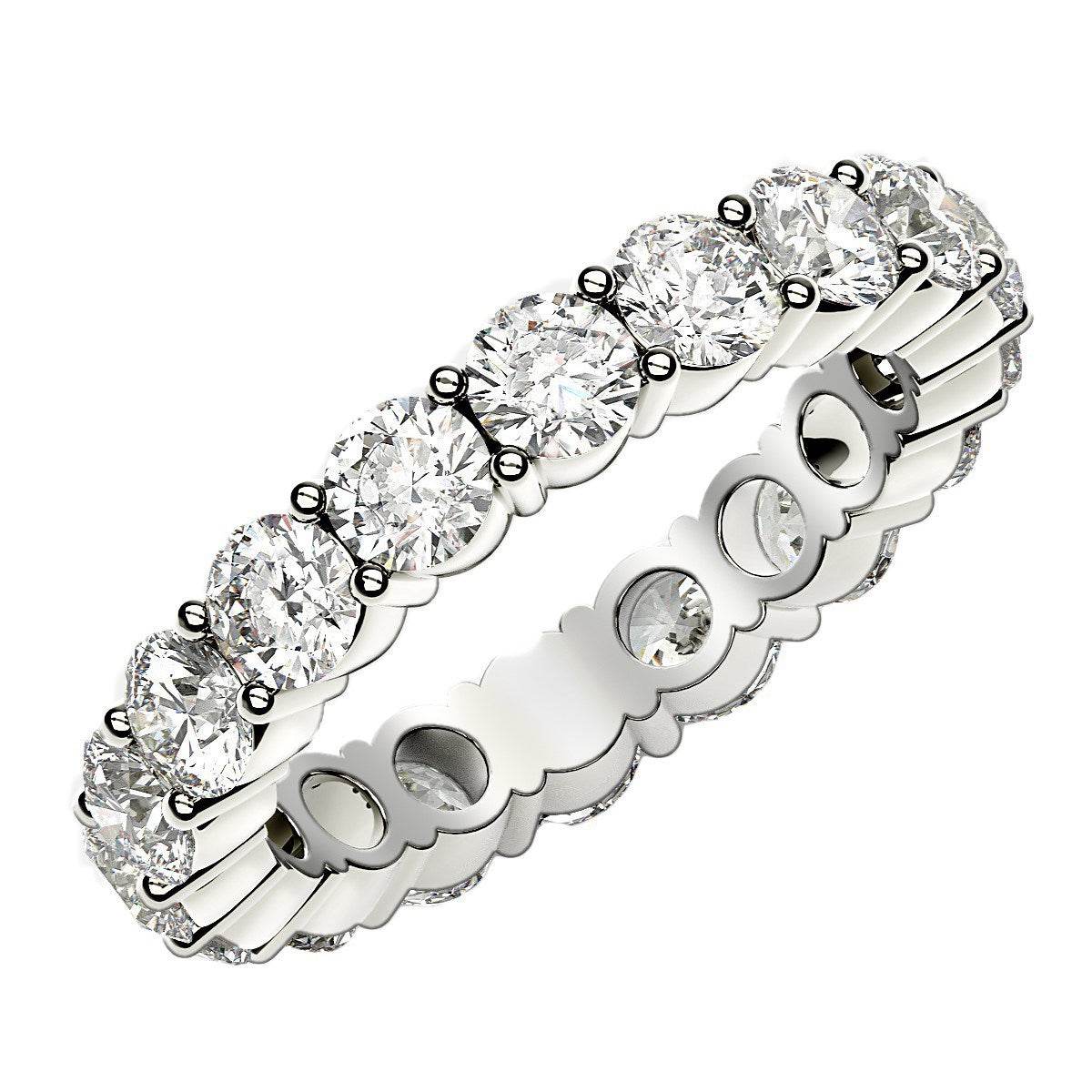 Round Cut Lab Grown Diamond Eternity Ring in 14k White Gold (2 cttw FG/VS2) - Sable Gold