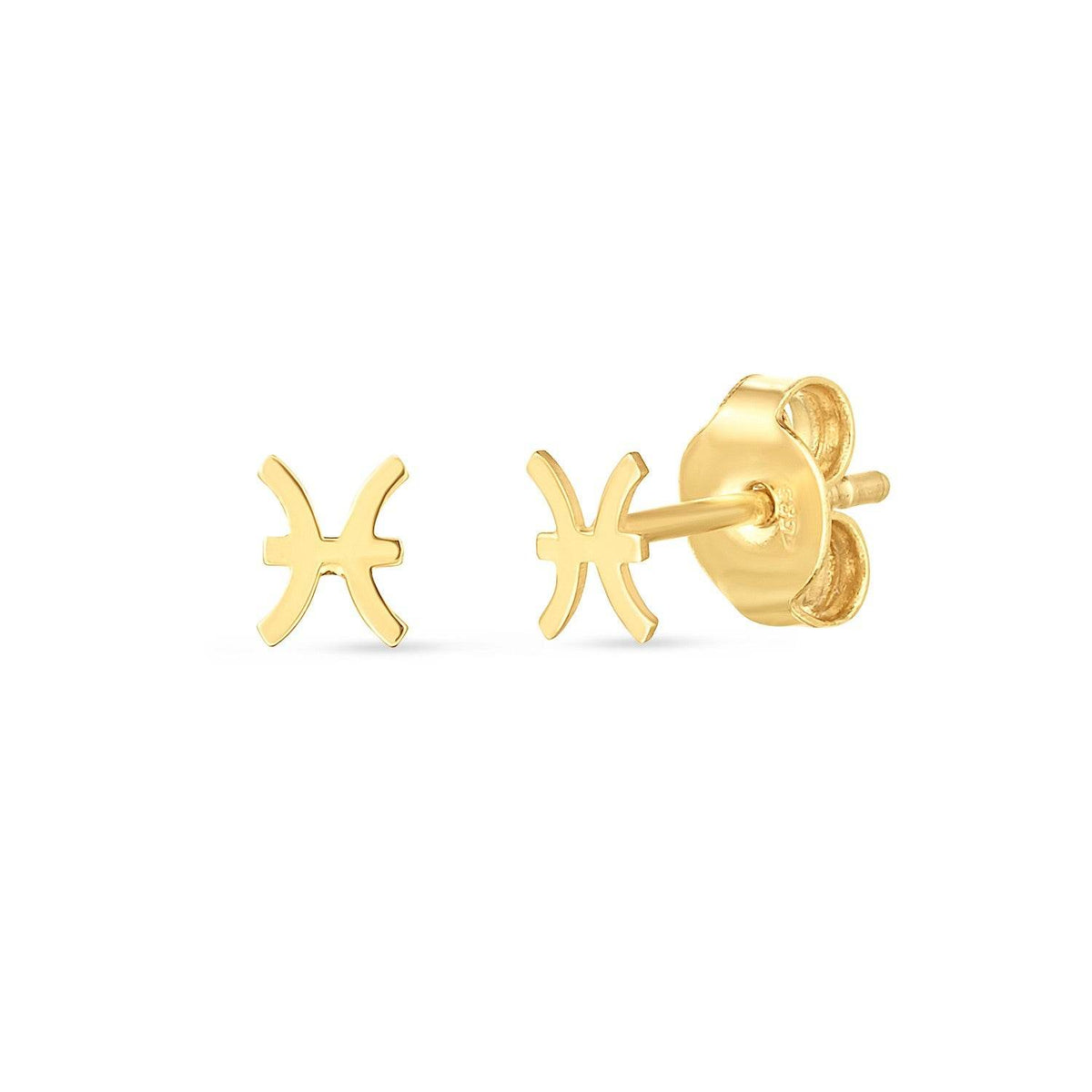 14K Yellow Gold Pisces Stud Earrings - Sable Gold