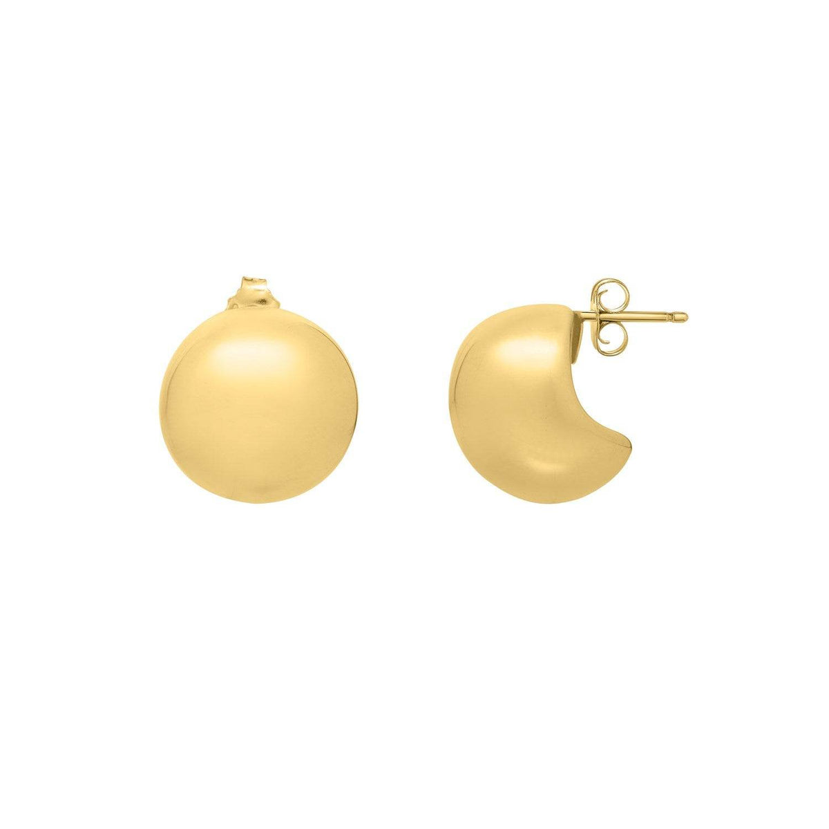 Puffed Up Button Stud Earrings in 14K Yellow Gold - Sable Gold