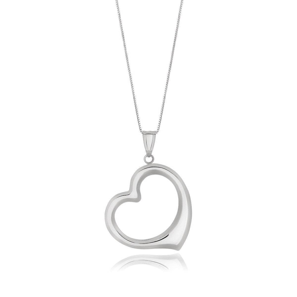 14k White Gold Floating Heart Drop Pendant - Sable Gold