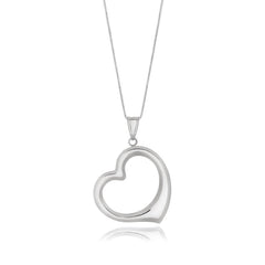 14k White Gold Floating Heart Drop Pendant - Sable Gold