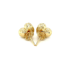 14k Yellow Gold Puffed Heart Earrings with Diamond Cuts - Sable Gold