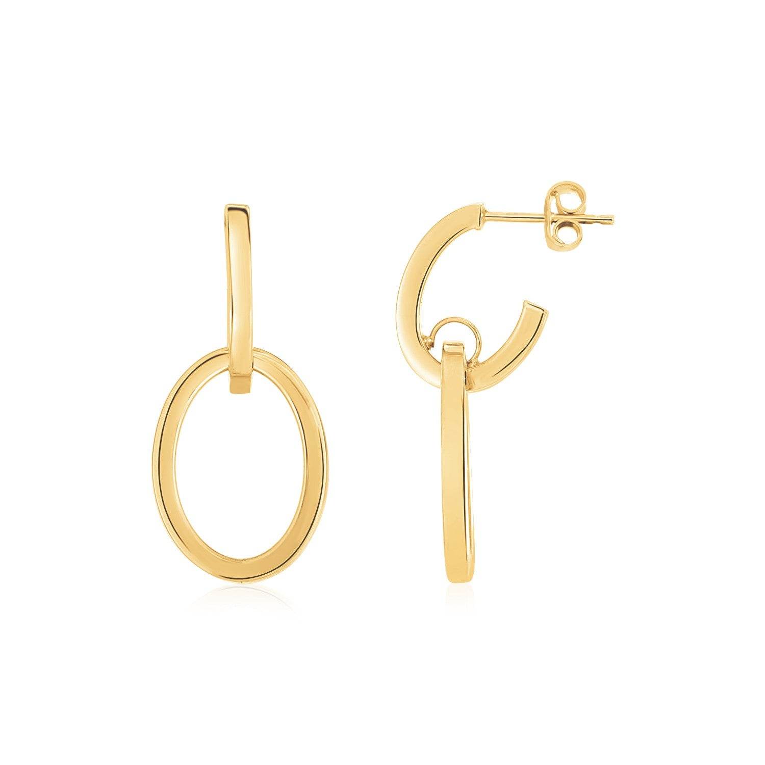 14K Yellow Gold Interlocking Drop Hoop Earrings - Sable Gold