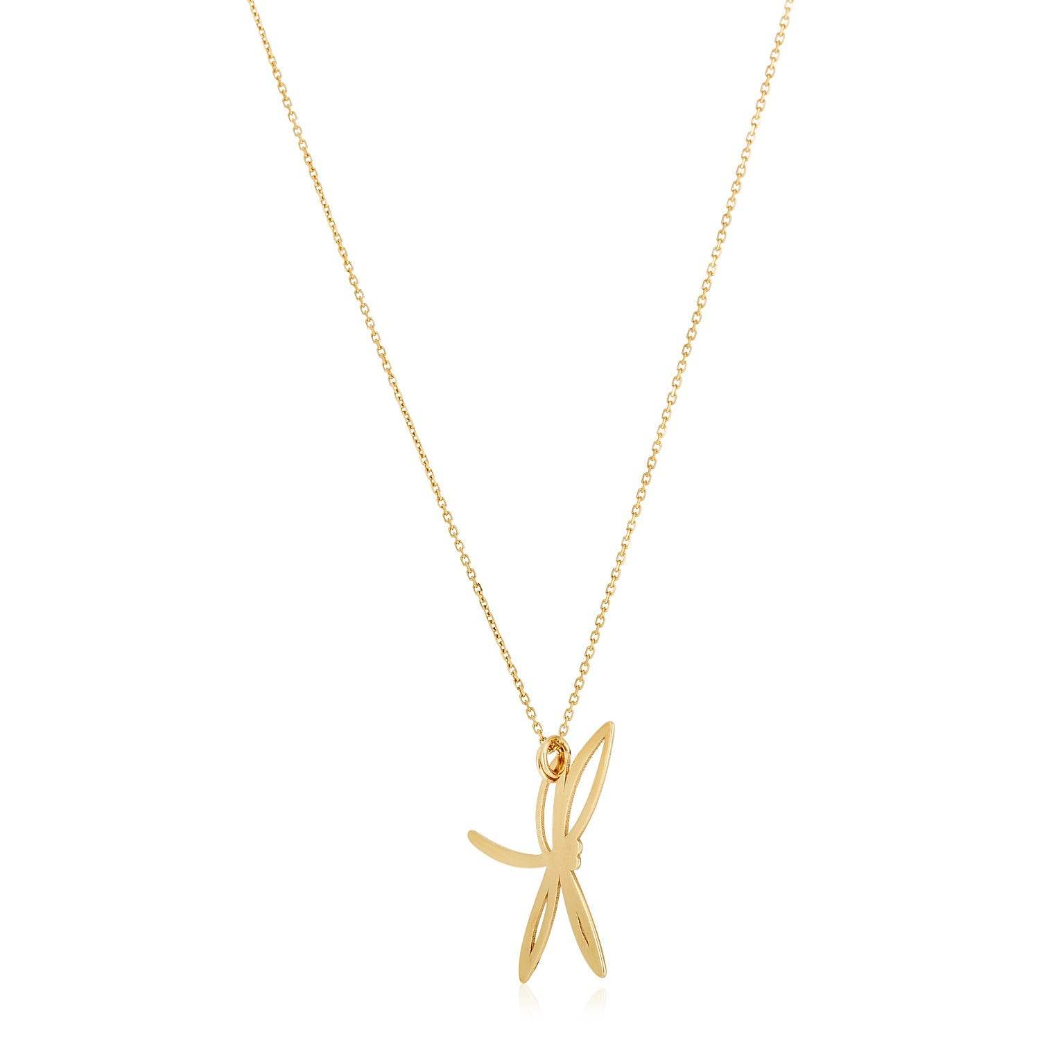 14k Yellow Gold High Polish Dragonfly Necklace - Sable Gold