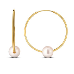 14k Yellow Gold Round Endless Pearl Earring(1x25mm) - Sable Gold