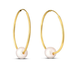 14k Yellow Gold Round Endless Pearl Earring(1x25mm) - Sable Gold