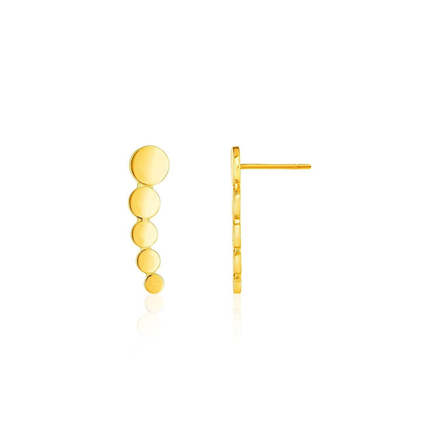 14k Yellow Gold Graduated Circles Climber Post Earrings - Sable Gold