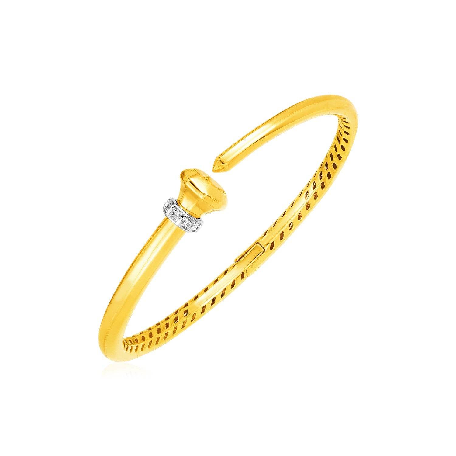 14k Yellow Gold Hinged Bangle Bracelet with Diamonds (3.40 mm) - Sable Gold