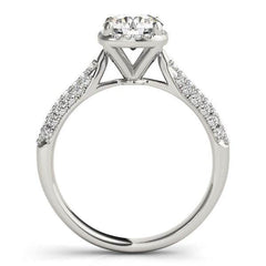 14k White Gold Halo Graduated Pave Shank Diamond Engagement Ring (1 1/3 cttw) - Sable Gold