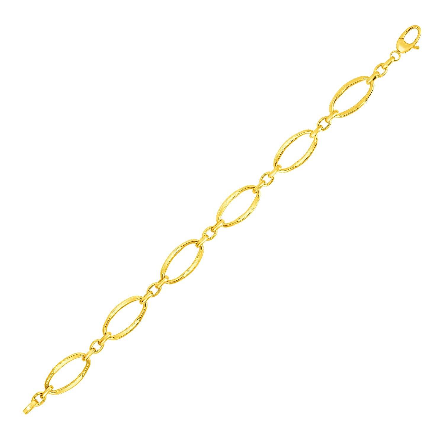 14k Yellow Gold Bracelet with Polished Oval Links (10.00 mm) - Sable Gold