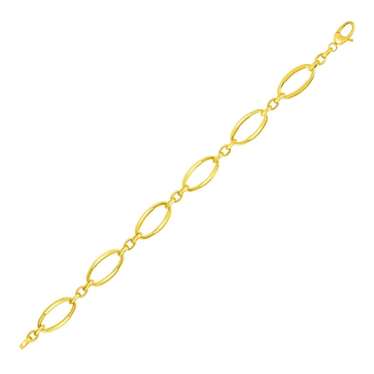 14k Yellow Gold Bracelet with Polished Oval Links (10.00 mm) - Sable Gold