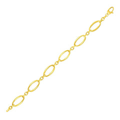 14k Yellow Gold Bracelet with Polished Oval Links (10.00 mm) - Sable Gold